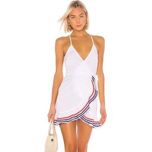 Lovers + Friends White Mini Dress with Red and Blue Accents